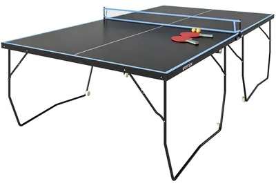 Produktbild von Tischtennisplatte, klappbar, 8 Räder, pulverbeschichteter Stahlrahmen, MDF, 274 x 152,5 x 76 cm, Schwarz
