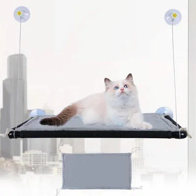 Produktbild von Famanu Katzenfensterbank mit großen Saugnäpfen - Komfortables Katzenbett