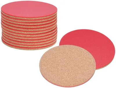 Produktbild von Rote runde Kurken Untersteller 12 Stück 4" Absorbierend
