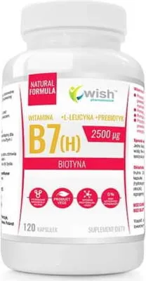 Zdjęcie produktu dla Biotyna 120 kapsułek Witamina B (h) WISH