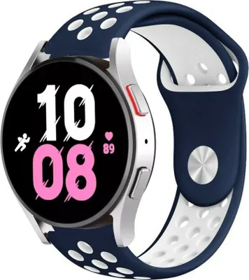Produktbild von Strap-it Samsung Galaxy Watch 5 - 44mm Sportarmband (Blau/Weiß)