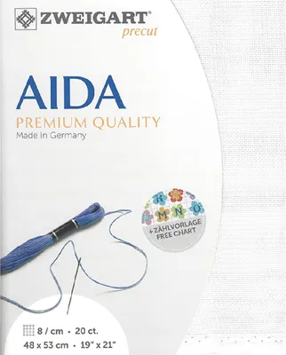 Zdjęcie produktu dla AIDA Zweigart precut 20 ct. Aida 3326 kolor 1 biały, tkanina do haftu krzyżykowego 48x53cm