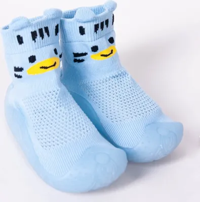 Produktbild von YO Kinder Jungen Babyschuhe Tierchen  Weiche Sohle Sockenschuhe Lauflernschuhe Kinderschuhe Atmungsaktiv Anti-Rutsch Bodenschuhe Blau 21
