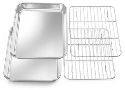 Backblech-Set mit Kühlgitter, 4-teilig, 23,6x17,8x2,5 cm