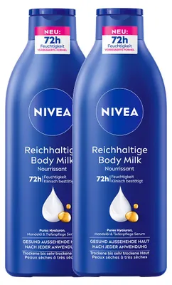 Produktbild von NIVEA Body Reichhaltige Milk 2 x 400ml 72h intensive Feuchtigkeit