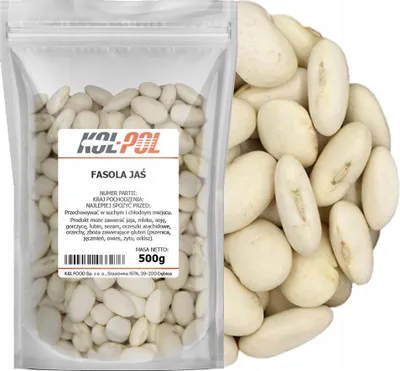 Zdjęcie produktu dla FASOLA JAŚ PIĘKNY 500g Biała fasolka karłowa naturalna jakość Kol-Pol