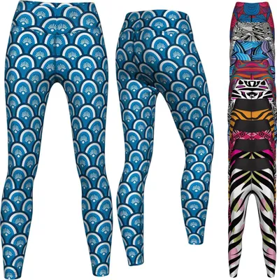 Produktbild von Leggings Sehr dehnbar Fitness Sport Yoga Gymnastik Training Tanzen Freizeit , Größe:36/S, Leggings Models:GYM-8003 Blau Weiß