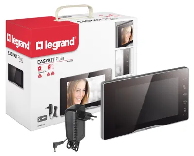 Obrázok produktu pre LEGRAND, EASYKIT Plus, vnútorná jednotka s videozáznamom, 7-palcový farebný monitor s vysokým leskom, dotykové ovládacie prvky