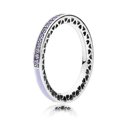Immagine prodotto di Anello - Modello W56 - "Cuori scintillanti" - Argento/lavanda