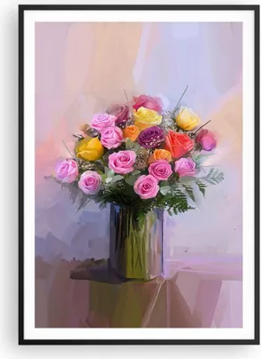 Produktbild von Gerahmtes Poster - Schwarzer Rahmen - Blumen Vase Grafiken - 70x100 cm - Wand Bild - Wanddeko - Wandbilder - Kunstposter - Wandposter - Bilderrahmen - Bilder - Kunstdruck - Wandbild - P2BPA70x100-4207