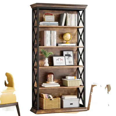 Produktbild von Bücherregal, 5-stufige Aufbewahrung, modernes Design, Braun