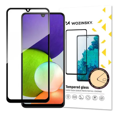 Zdjęcie produktu dla Wozinsky super wytrzymałe szkło hartowane Full Glue na cały ekran z ramką Case Friendly Samsung Galaxy A22 4G czarny