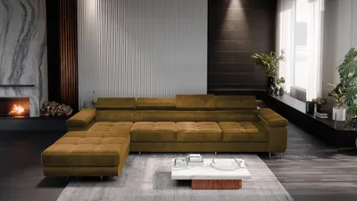 Obrázok produktu pre FurMeb24 ECKSOFA LAZZANO MAXI MONOLITH 48 - ľavá strana - GLEB - s posteľným boxom a funkciou spánku
