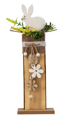 Produktbild von Osterhasen-Dekoration zum Stellen mit Blumen & Eieren, Holz, H30cm - Ostern, Osterhase, Hase, Dekofigur, Osterfigur
