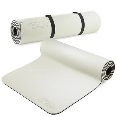 Produktbild von 4FIZJO Fitnessmatte mit Tragegurt, 180x60x1 cm, TPE-Kautschuk, Rutschfest, Schwarz-Grau