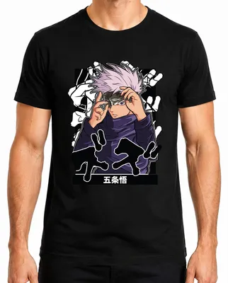 Productafbeelding van 五条悟 Jujutsu Kaisen, Satoru, oogmasker, wit haar, anime, heren T-shirt, zwart, maat M
