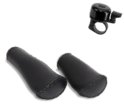 Immagine prodotto di Manopole ergonomiche per bicicletta Selle Orient, in pelle, colore nero, dimensioni 135/92 mm, incluse 1 campanello per bicicletta