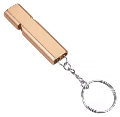 Produktbild von Outdoor-Notfallpfeife mit Schlüsselanhänger, robuste Aluminiumlegierung, ideal für Camping, Wandern, Jagen, Überlebenssport, Hundetraining und mehr.