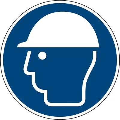 Obrázek produktu pro Hinweisschild Kopfschutz benutzen ISO 7010/M014 rund 200mm PVC