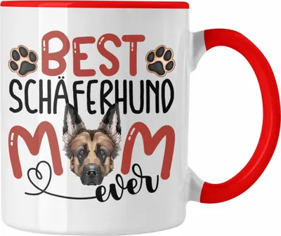Produktbild von Trendation - Schäferhund Mom Besitzerin Tasse Geschenk Lustiger Spruch Geschenkidee Besitzerin Schäferhund Mama (Rot)