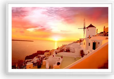 Produktbild von Gerahmtes Poster - Weißer Rahmen - Santorini Griechenland Urlaub - 91,5x61 cm - Wand Bild - Wanddeko - Wandbilder - Wandposter - Bilderrahmen - Bilder - Kunstdruck - Wandbild - P2WAA91x61-2691