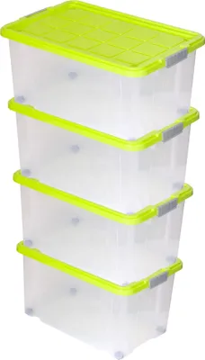 Produktbild von BigDean 4 Stück  große Eurobox mit Deckel und Rollen Aufbewahrungsbox 60 X 40 X 32,5 cm