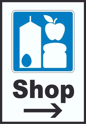 Produktbild von Shop Schild mit Pfeil rechts A6 Rückseite selbstklebend