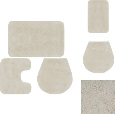 Produktbild von vidaXL Badematten-Set 3-tlg. Stoff Weiß - Badematten & Badteppiche