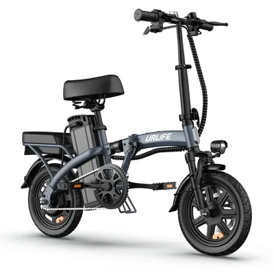 Zdjęcie produktu dla Składany rower elektryczny – F1L – silnik bezszczotkowy 250 W – akumulator 48 V 7,5 Ah – koła 35,6 cm – zasięg 31–60 km – dwa siedzenia – maks. prędkość 25 km/h – kolor szary