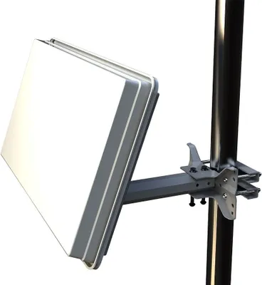 A satellite dish antenna mounted on a pole.