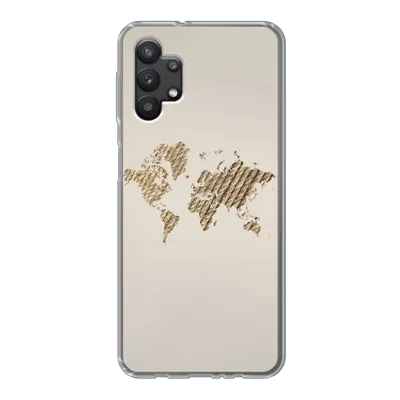 Produktbild von MuchoWow® Handyhülle Schutzhülle Hülle für Samsung Galaxy A32 5G Weltkarte - Seil - Braun Silikon Softcase Handy Hülle - Softcase