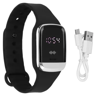 Immagine prodotto di Bracciale per orologio repellente per zanzare, indicazione dell'ora, misurazione della temperatura, elegante bracciale a ultrasuoni, colore nero