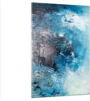 Produktbild von Bilder auf glas - Einteilig - Abstraktion Blau Schwarz - 80x120cm - Glasbilder - Wandbilder - Bilder - zum Aufhängen bereit - Wanddekoration aus Glas - Glas Bilder - Wandbild auf Glas - GPA80x120-4155