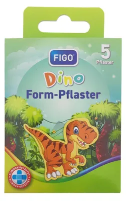 Produktbild von Bunte Kinderpflaster Dino Motiv Pflasterset 20 Stück für kleine Wunden und Abenteuer