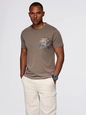 Obrázek produktu pro Ombre Clothing Pánské tričko s krátkým rukávem Cokanauto tmavě olivová L