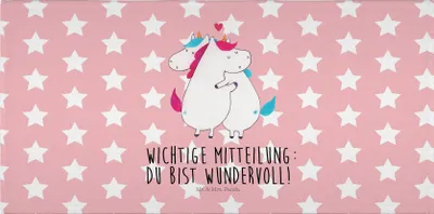 Produktbild von Mr. & Mrs. Panda Handtuch Einhorn Mitteilung - Rot Pastell - Geschenk, Einhörner, Partner, 50x100, Frotteehandtuch, Unicorn, Flauschtuch, Spruch, kleines, Liebe