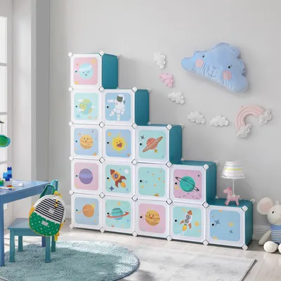 Produktbild von SONGMICS Regalsystem mit 15 Würfeln, Aufbewahrungsschrank für Kinder, mit Türen