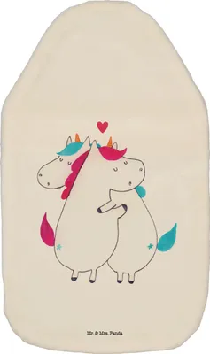 Produktbild von Mr. & Mrs. Panda Wärmflasche Einhorn Mitteilung - Weiß - Geschenk, Valentinstag, Einhörner, mit Bezug, Wärmflaschen, Liebe, Wärmekissen, Bettflasche, Unicorn, Lustig, Ehe