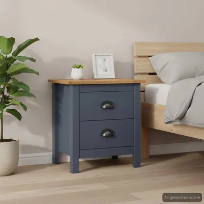 Produktbild von vidaXL Nachttisch Hill Grau 46x35x49,5 cm Massivholz Kiefer