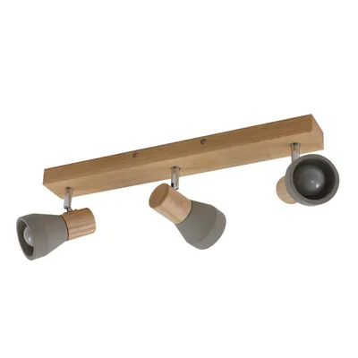 Produktbild von Lindby Strahler Filiz, 3-flg., 47 cm lang, Holz, Beton, E14