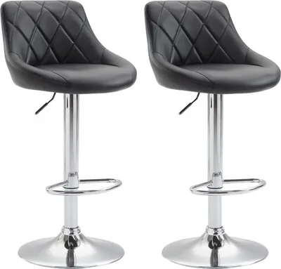 Produktbild von TPFLiving 2er Set Barhocker Lazius Gestell Metall in Chromoptik Kunstleder Schwarz