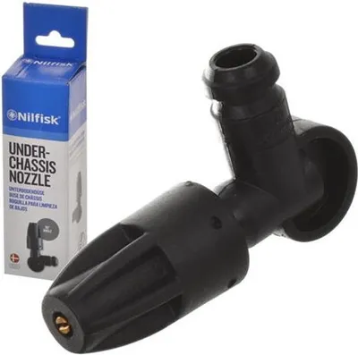 A Nilfisk under-chassis nozzle and its packaging are displayed against a white background.
