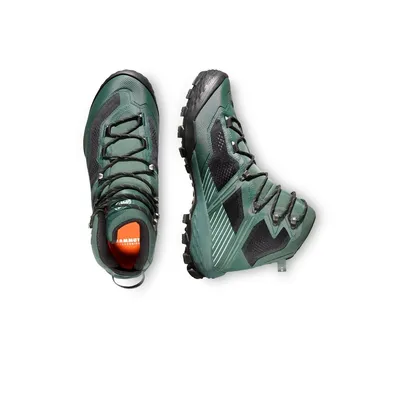 Ducan II High GTX Herren Trailrunning-Schuhe von Mammut in grün mit schwarzem Design und griffiger Sohle.