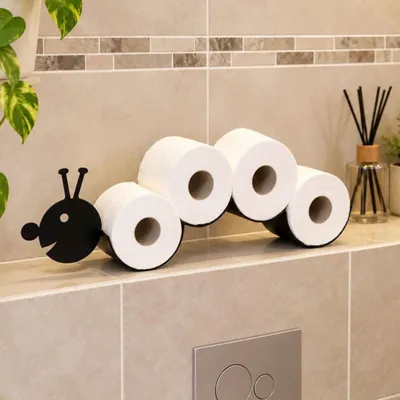 Produktbild von DanDiBo Toilettenpapierhalter Raupe WC Ersatzrollenhalter Wandmontage Schwarz Metall Papierhalter Rollenhalter
