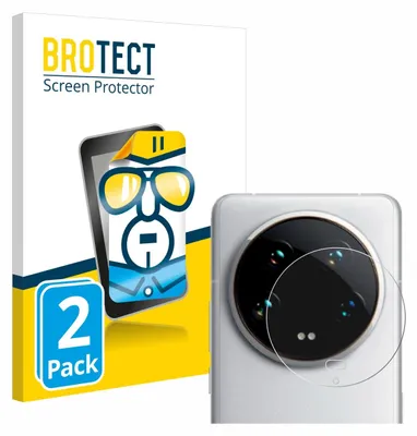 A product packaging box for a screen protector, with a depiction of a smartphone and a camera lens protector shown next to it.