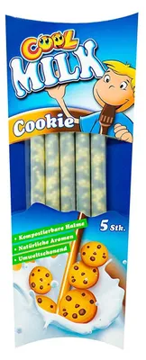 Obrázek produktu pro Chladivé mléko s brčkem s granulemi a příchutí sušenky 5 kusů 30g