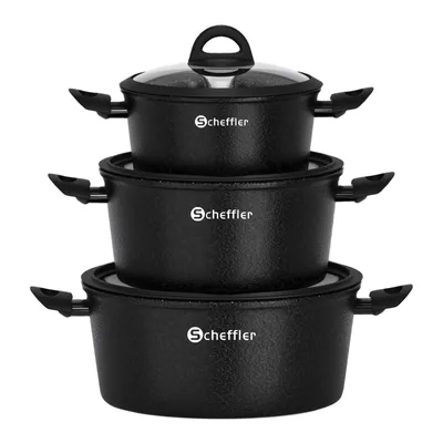 Produktbild von Topfset,Kochtopf Set 6-teilig,20/24/28cm Töpfe Set mit Glasdeckel für alle Herdarten