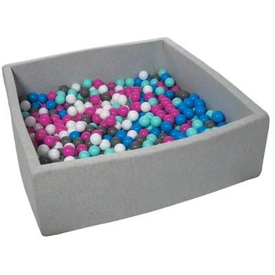Produktbild von Bällebad für Kinder, 20x120 cm, Spielplatz + 600 Bälle weiß, blau, pink, grau, türkis