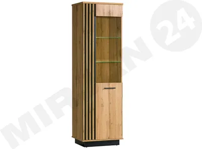 Produktbild von MIRJAN24 Vitrine Piater 02, Industrial Standregal, Stilvoll Standvitrine, Loft Kollektion (Farbe: Wotan Eiche / Schwarz)