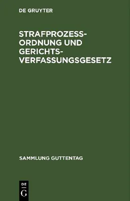 Produktbild von Strafprozeßordnung und Gerichtsverfassungsgesetz